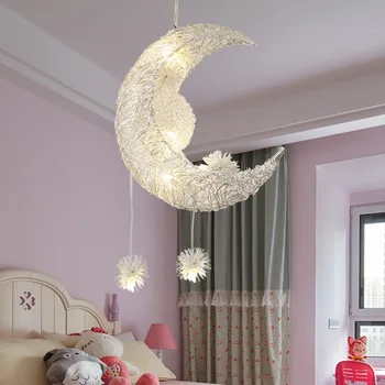 Moderna, Pingente luzes de Teto de Lua Estrela Lustre de Quarto de criança Hanging Lamp Decorações de Natal para a Casa do dispositivo elétrico de Iluminação