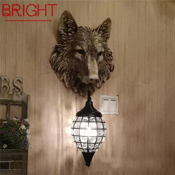 Moderno Lobo Cabeceira da Lâmpada de Luz Criativa Decorativos de Cristal Arandelas de Parede Led para Casa, Sala de estar, Varanda