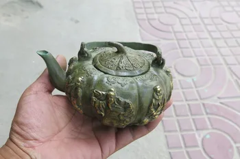 Muito raros Dinastia Ming (xuan de1426-1438) Bronze bule de chá,as Pessoas dourada,#28