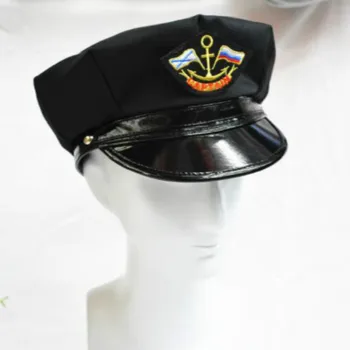 mulheres homens pretos de retalhos de algodão PU emblema do cap militar vintage polícia chapéu ajustável chapéu de marinheiro retro emblema pintor cap bonnet 4