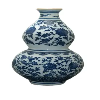 Multa Velho Chinês Azul E A Branca Da Porcelana Do Esmalte Cabaça Vaso Clássica De Cerâmica De Decoração De Casa De Decoração De Vasos Qianlong Marca