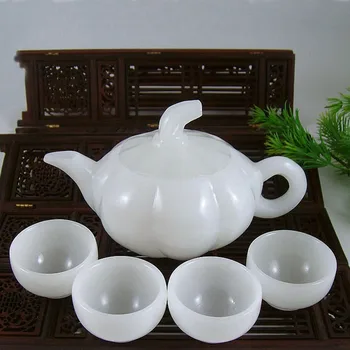 Natural Afegão jade branco bule conjunto de jade xícara de chá e uma xícara de jade conjunto de chá decoração