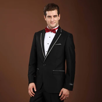 O noivo do Casamento de acordo com Meninos de Baile Ternos Slim Homens Ternos smoking homens Xadrez Gola Fase de Vestuário Formal de usar o traje homme 2017