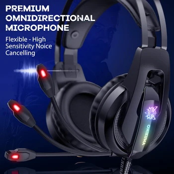 ONIKUMA K16 Fone de ouvido para Jogos de PC, Fones de ouvido Estéreo com Microfone LED Luzes de Fones de ouvido com Fio para PC Gamer PS4 Laptop Tablet Xbox Um 2