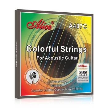 Original de Alice A407C Colorido Cordas de Violão 1º e 6 de Guitarra Cadeias de Cor Revestidos de Ligas de Cobre Ferida Luz