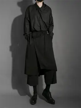 Os homens do novo clássico, escuro Yamamoto estilo de personalidade simples colcha de retalhos grande bolso solto e casual grande perna de calça