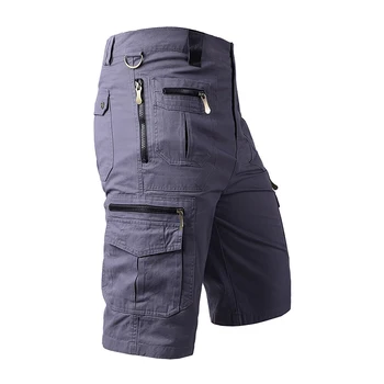 Os homens Verão Comprimento do Joelho Carga Shorts Masculinos Casual Algodão Multi Bolsos de Calças Cortadas Calças Militares Shorts