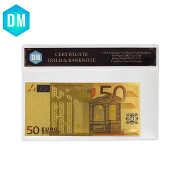 Ouro 24k Notas de Folha de Euro 50 Contas da União Europeia Papel de Dinheiro Falso Coleções Moeda Vintage Lembrança ganhar Dinheiro Vendendo