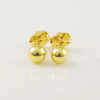ouro puro, da cor de 6mm bola brincos,moda das mulheres brincos jóias de alta qualidade,de moda a ouro 24K GP mulheres jóias