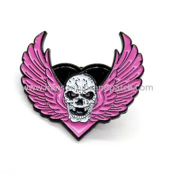 Personalizado de metal macio esmalte cor-de-rosa demônio angel pino emblema