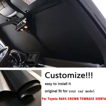 Personalizar original ajuste dobrável Isolamento Térmico Carro da frente pára-brisa, pára-Sol com Tampa Para Toyota Fortuner camry harrier 80 Ranger
