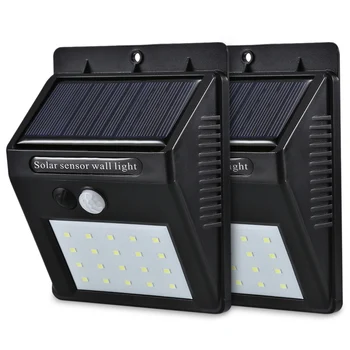 Premium 2PCS 20 LEDs Solar, Sensor de Movimento de Parede de Luz de IP65 à prova d'água Para o ar Livre do Jardim de Emergência Pátio Quintal Garagem Lâmpada