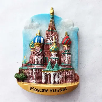 QIQIPP russa de Moscou marco da praça vermelha, Catedral de Notre Dame e dos turistas lembrança magnético adesivo de geladeira adesivo de mão de presente