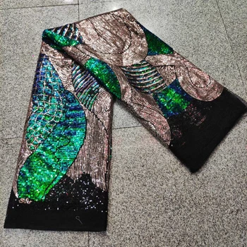 Quente design de moda lantejoulas tule laços tecidos com fundo preto net tecidos de tule vestido vestidos de DIY africana asoebi laços tecidos 4