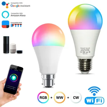 RGBCW E27 B22 9W Smart wi-Fi Dimmable Lâmpadas de LED 110V 220V 240V Lâmpadas de Iluminação por Alexa Inicial do Google Aplicativo