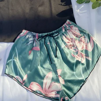 Sexy Suspender Correia&Shorts Para As Mulheres De Verão Fina Pijama Terno De V-Pescoço Para Casa Roupas De Impressão Flor Pijamas Rendas Na Lingerie 3