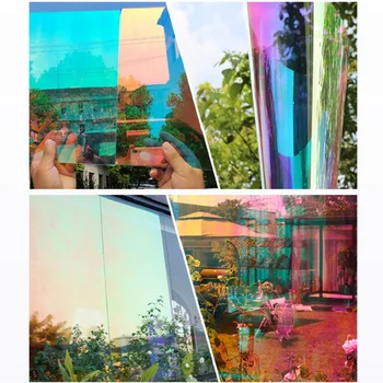 Sunice 1.38x5m Construção Camaleão Janela Matiz Filme Efeito arco-íris de Privacidade solar tonalidade de Sol Tom Auto-Adesivo de Vidro, Vinil