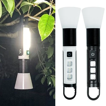 Telescópica com Zoom de Campismo Luz 280LM XPE COB Lanterna de LED Lâmpada de 5 Modos USB Tipo-C Recarregável para Viagens Caminhadas de Aventura