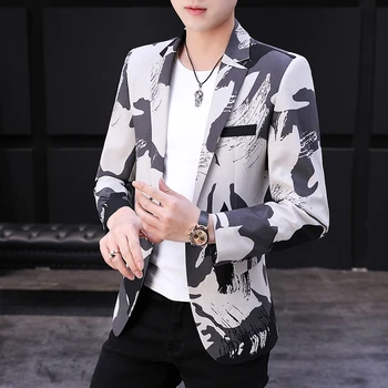 Terno da camuflagem masculina de primavera e outono, 2021-coreano versão slim adequar a moda casual bonito, fino único ocidental jaqueta de tendência
