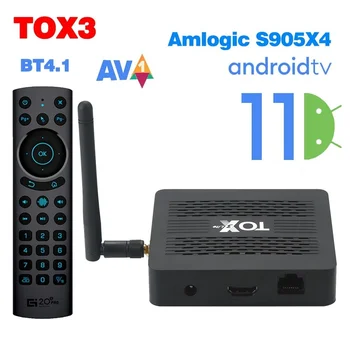 TOX3 Caixa de Tv Android 11 Smart Tv Caixa de 4GB a 32GB Amlogic S905X4 wi-Fi BT4.1 1000M 4K HDR Media Player Suporte do Google Play Set-Top Box