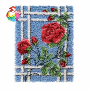Trava do gancho tapete kits de salsicha tapete feito à mão tapete círculo tapete de crochê clover kit de ferramentas em uma mala almofada flor