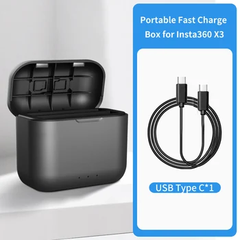 USB Tipo-C a Bateria de Carregamento Rápido de Caixa Para Insta360 X3 Portáteis Carga Rápida de Acessórios para Insta 360 X3