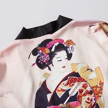 Verão 2022 Quimono Japonês Jaquetas De Hip Hop Antiga Gueixa Impressão De Streetwear Frente Aberta Casaco De Harajuku Solta Quimono 1