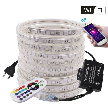 Wi-FI 5050 RGB Levou Luz Strip Remoto 24key Kit de 1500W Controlador Flex Led Luzes 60LED Waterproof a Iluminação Decortion 1m 10m 100m
