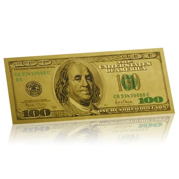 WR Qualidade Banhado a Ouro 24k Folha de Notas Colecionáveis Presentes de Negócios de us $ 100 de Ouro de Notas Estados Unidos o Papel de Cópia Dinheiro
