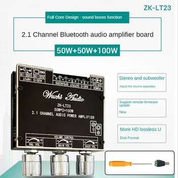 ZK-LT23 Bluetooth Amplificador de Áudio da Placa de 2.1 Canais e potência de 50W+50W+100W Subwoofer Digital Amplificador de Potência de Áudio do Módulo