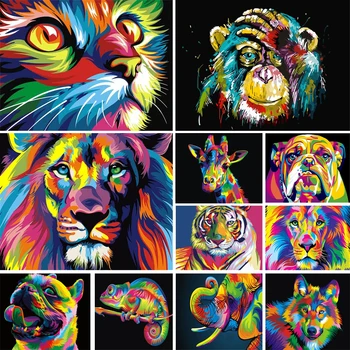 ZOOYA 5D DIY Diamante Pintura Animal Gato Tigre Leão Bordado de Diamante Strass Arte do Mosaico de imagens de Decoração feito a mão BJ1589