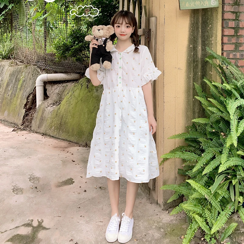Japonês Lace Boneca Gola Hipster Floral Faculdade Babados Curto-Manga Vestido de fadas vestido chá festa lolita vestido doce lolita loli