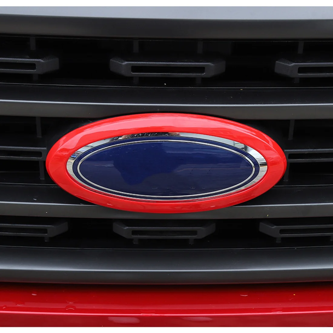 Grade dianteira Center Emblema Emblema do Anel de Tampa para a Ford F150 2021 2022 Acessórios ,Sem a Câmera ABS Vermelho 2