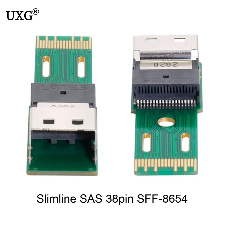PCI-E Slimline SAS 4.0 SFF-8654 4i 38pin a SFF-8654 38pin Macho para Fêmea Adaptador de extensão do Teste de Ferramentas