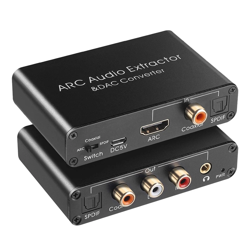 Extrator de áudio de 192Khz DAC (Conversor de ARC Audio Extractor Suporte Digital Compatível com HDMI de Áudio Analógico Para Áudio Estéreo 0