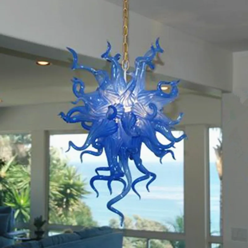 Azul luminária Restaurante do Hotel Átrio de Vidro Soprado Lustre Decoração de Arte de Iluminação de 20 por 28 Cm