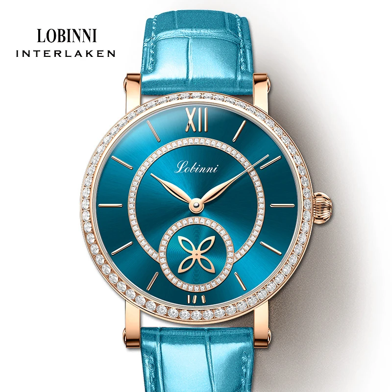 LOBINNI Marca Mulheres de Luxo Nova Moda Relógio Mecânico Automático Impermeável Relógio Clássico Couro Pulseira de Relógio de Presente para as Mulheres