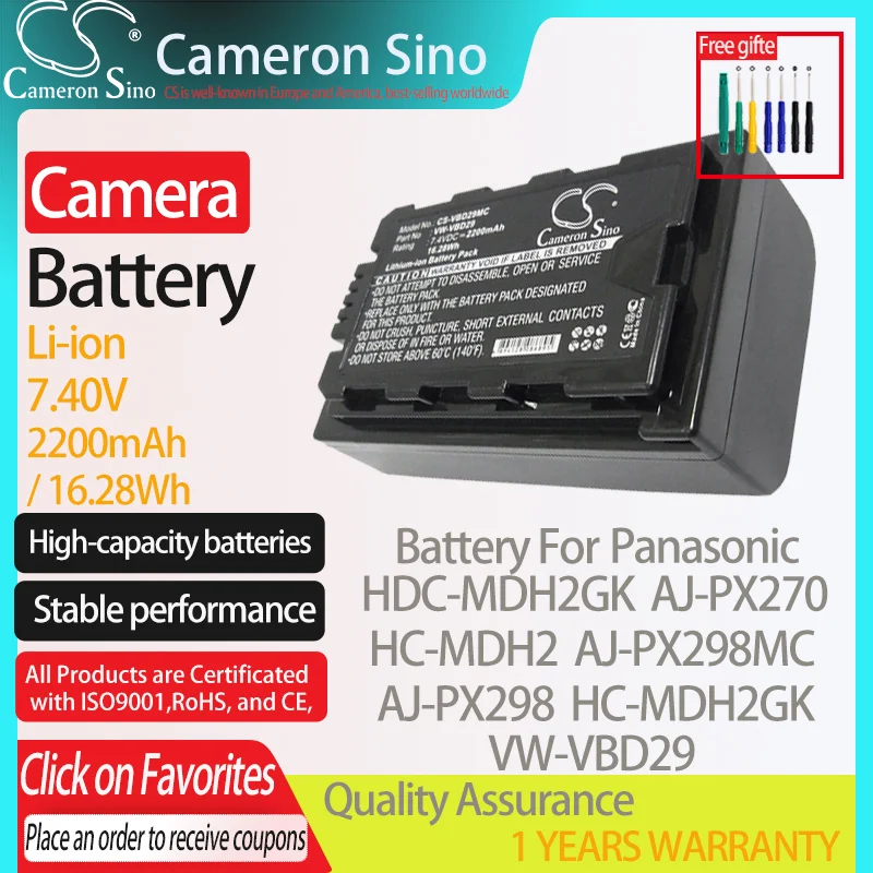CameronSino Bateria para Panasonic HDC-SD9 HDC-HS9 HDC-SD5 HDC-SD1 HDC-SX5 se encaixa Panasonic VW-VBG260 Baterias de câmeras Digitais