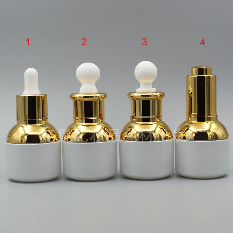 100pcs 30ml branco frasco conta-gotas com cap de ouro , 30ml branco frasco conta-gotas de óleos essenciais , de vidro conta-gotas frascos de 30ml