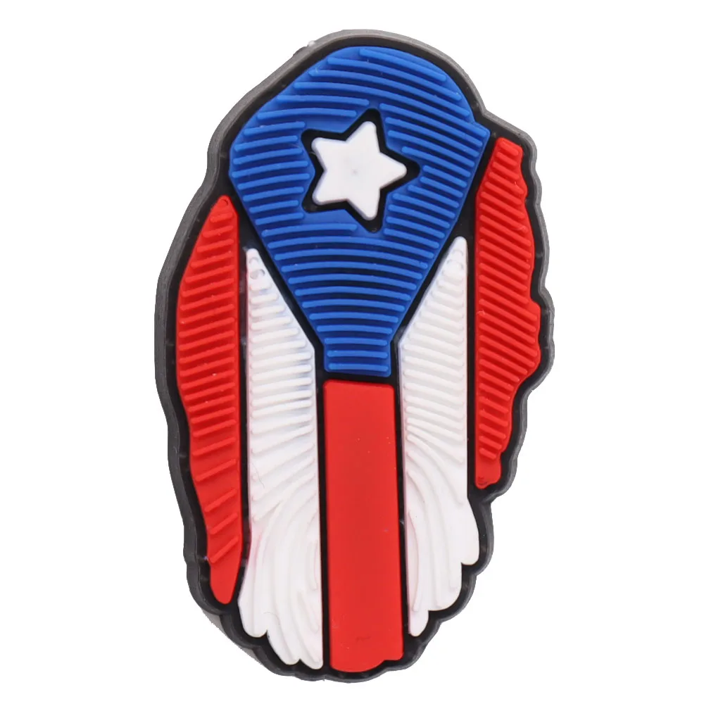 Misture 50PCS Croc Encantos de Porto Rico Amor de Lado o Orgulho Autismo Amigável Quebra-cabeça Bandeira Nacional Estrelas, Sapo Buraco Chinelo Decoração 5