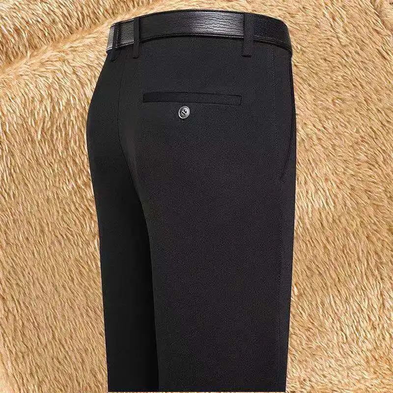 Calças casuais para Homens de Negócios Trabalho de Escritório Mens Calças do Estiramento de Calças de Cintura Alta Plus-size Formal Terno de Calça Preta Cinza