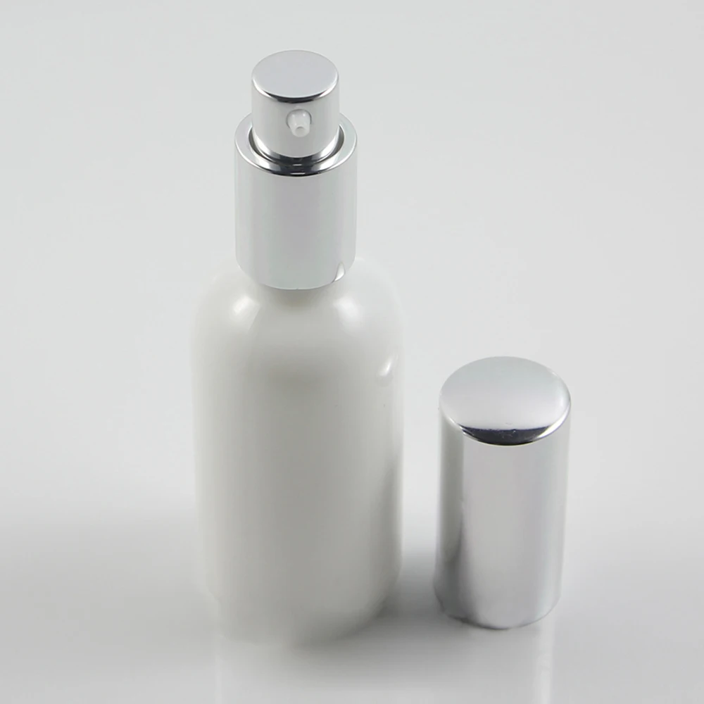 Fornecedor de China perfume e loção para o corpo do frasco de vidro de 50 ml,prata bomba de loção com tampa de alumínio