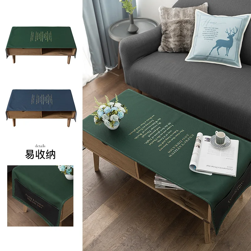 Estilo nórdico ArmyGreen/azul profundo impermeável avançado de algodão e roupa de cama, toalha de mesa para sala de Jantar Mesa de Chá de Tabelas Tabela pano 0