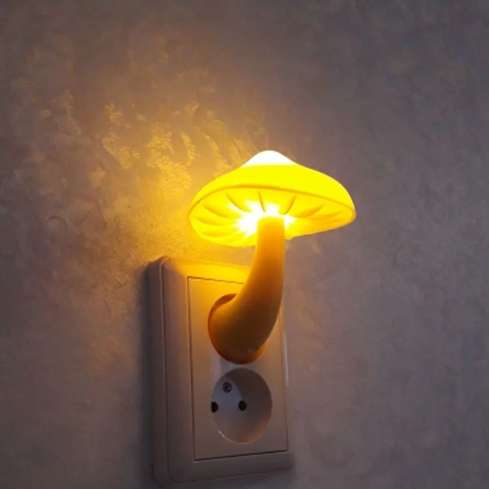 Noite do DIODO emissor de Luz de Cogumelo Tomada de Parede Lâmpada UE EUA Plug Branco Quente Luz-Sensor de controle de Quarto de Luz a Decoração Home