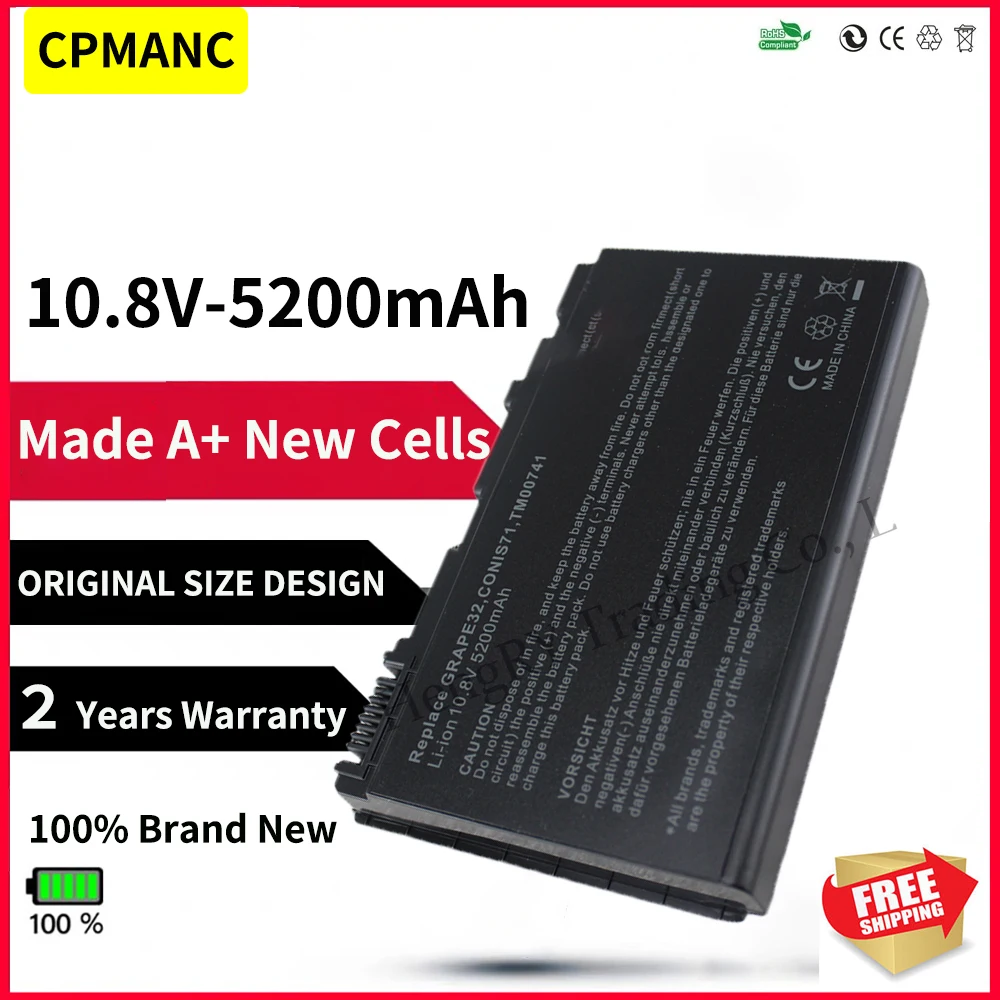 CPMANC 6 células de bateria do portátil Para TravelMate 5320 5520 5720 7520 7720 Extensa 5220 5235 5620 5630 7620 TM00741 TM00751 GRAPE32