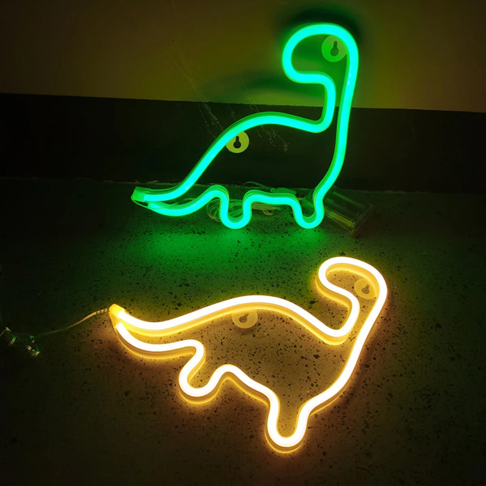 Dinossauro LED Luzes de Néon Sinal de Néon Colorido Pendurado na Parede Decoração Noite Lâmpada de Parede do Quarto da Lâmpada On/Off Lâmpada
