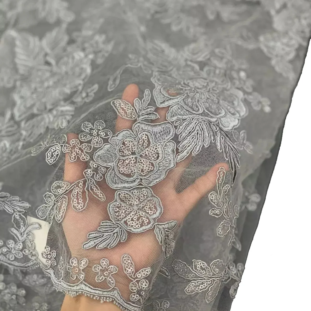 Luxo Champanhe Francês De Noiva Bordado De Lantejoulas Malha De Tule Em 5 Metros Para A Festa Vestido De Dama De Fio De Poliéster Tecido De Renda 2