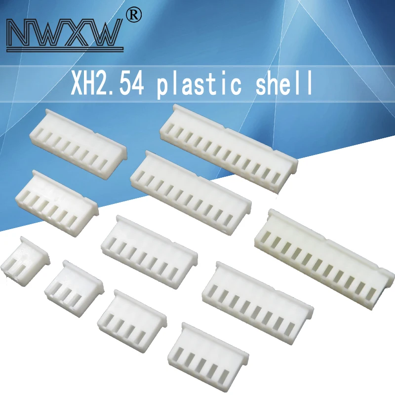 50pcs XH2.54MM-2P/3P/4P/5P/6P/7P/8P/9P/10P/11P/12P conector de shell plástico branco plug conector