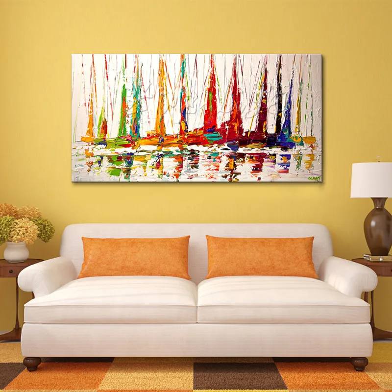 Vela foto da parede da sala de estar de clássico e moderno, pintura a óleo da lona de abstração pintados à mão petróleo painting1
