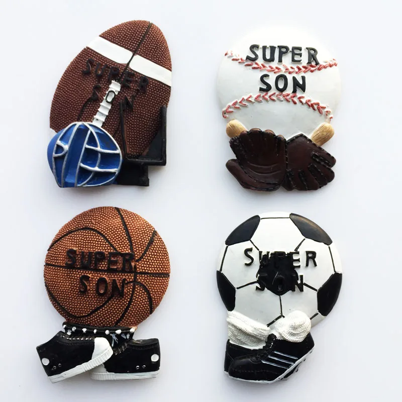 Creative 3D Beisebol, Rugby, Futebol, Basquete Ímãs de Geladeira Magnético dos Turistas Lembrança de Decoração de Artigos de Artesanato de Presentes